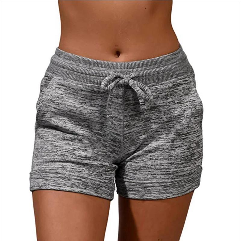 Short à taille élastiquée pour femme, pantalon de survêtement monochrome, pantalon de yoga, pantalon