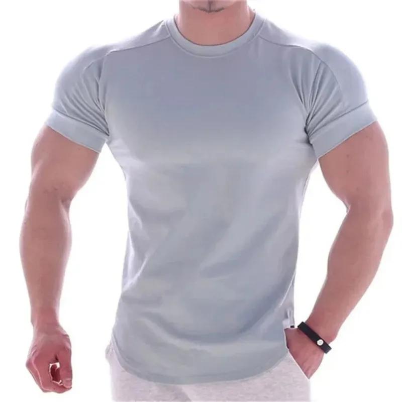 2024 T-shirt de sport d'été hommes gymnases à manches courtes T-shirt de fitness homme séchage rapid