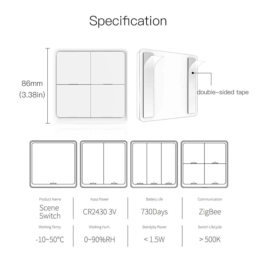 MOES 4 Gang Tuya ZigBee sans fil 12 scène interrupteur bouton poussoir contrôleur alimenté par batte