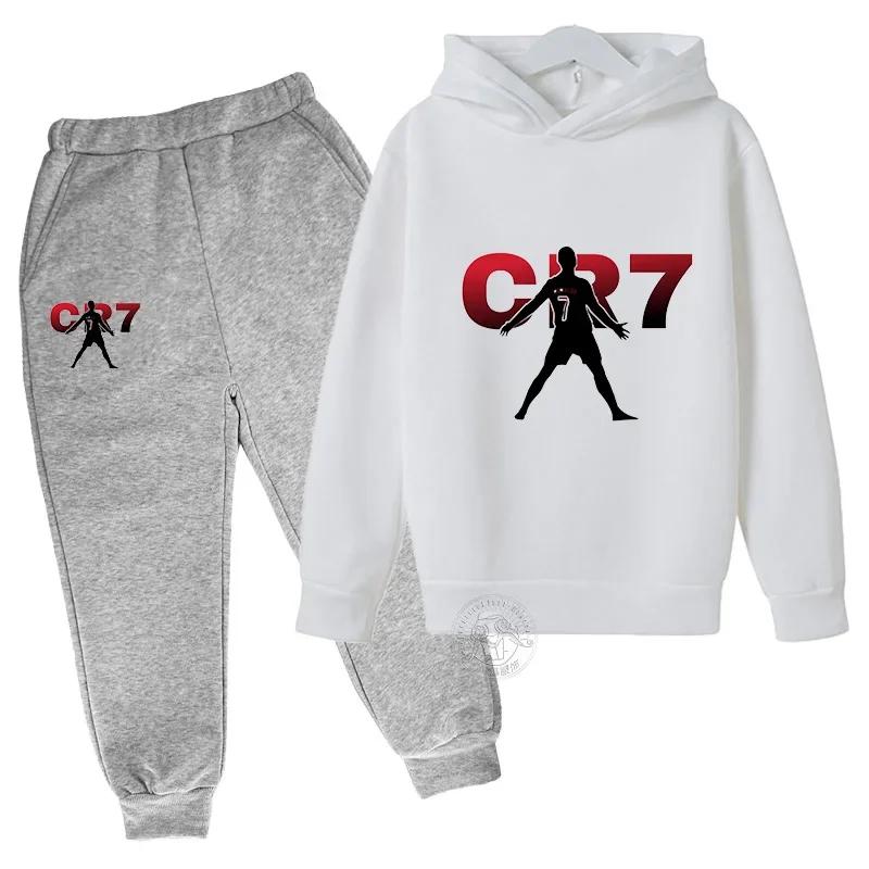 Ensemble de sport pour enfants printemps-automne, vêtements imprimés football CR7, ensemble deux piè