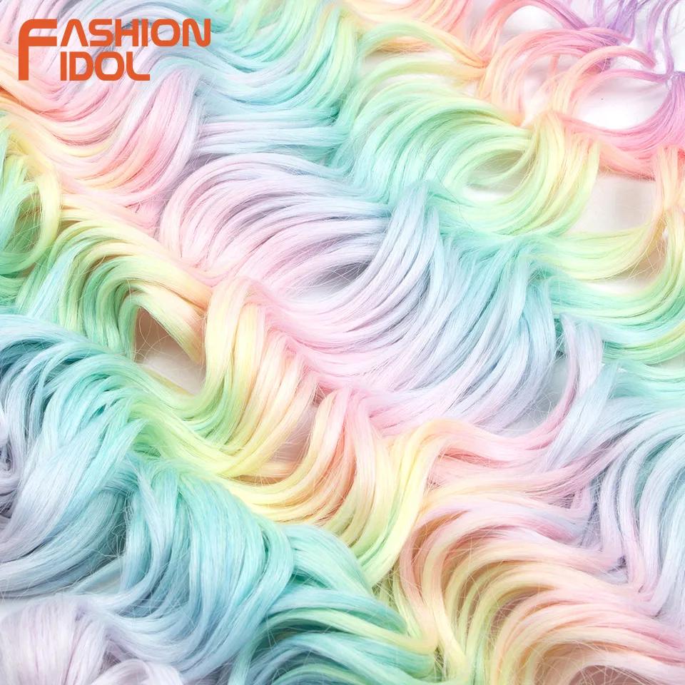 FASHION IDOL 24 pouces 300g Cheveux synthétiques ondulés profonds pour crochet, tresses torsadées bo
