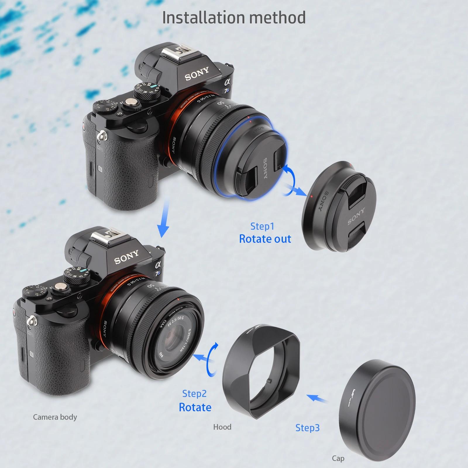 Haoge LH-S245N baïonnette carré métal pare-soleil pour Sony FE 50mm F2.5 G FE 40mm F2.5 G FE 24mm F2