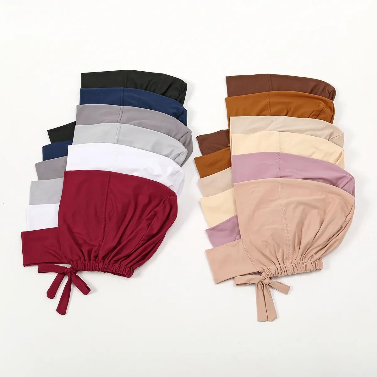 Casquette intérieure musulmane Hijab pour femmes, sous-écharpe solide, Turban, chapeau islamique mus