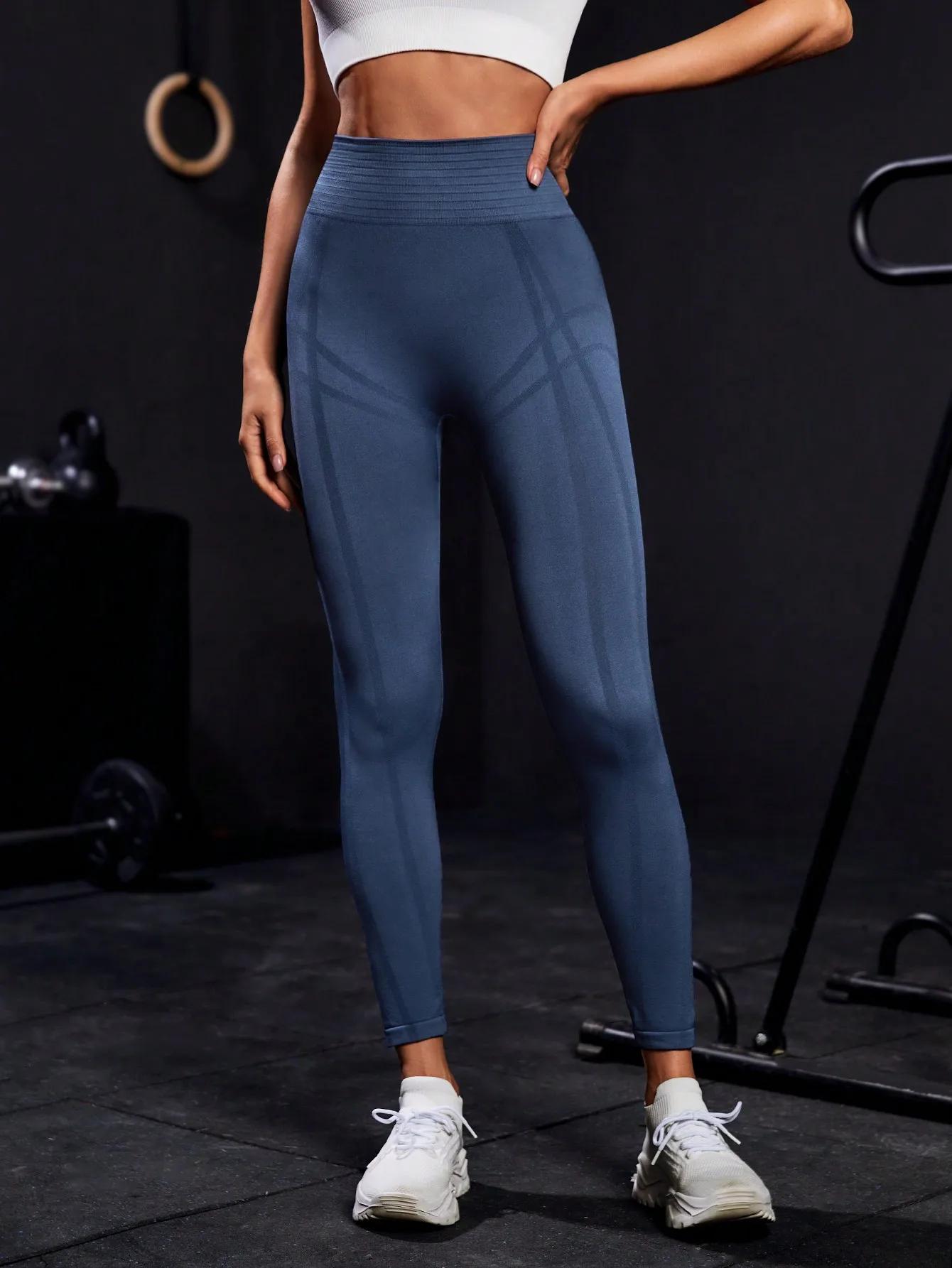 Leggings de Yoga rayés taille haute sans couture pour femmes, pantalons de gymnastique d'entraînemen