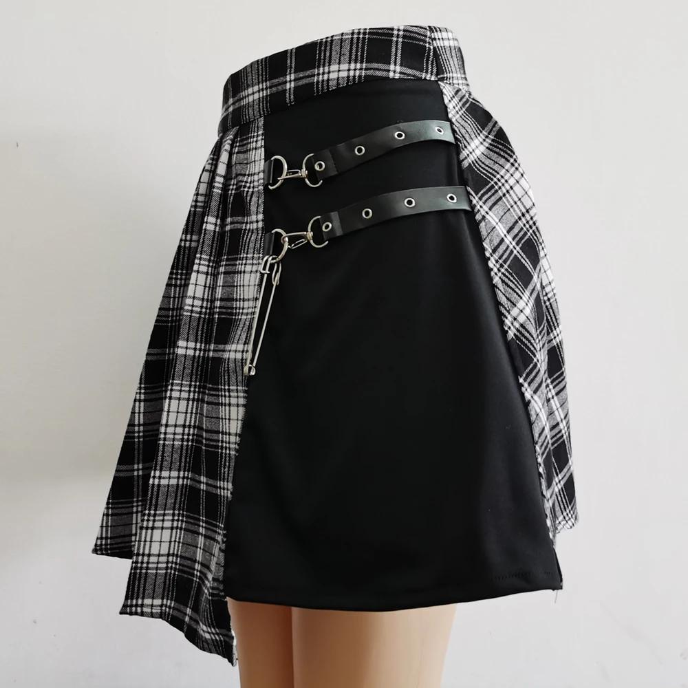 Gothique doux femmes jupe plissée mode Plaid Mini taille haute Chic jupe Kawaii été décontracté dame