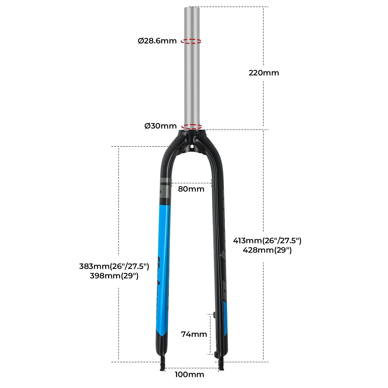 Bolany-Fourche rigide X6 256 en alliage d'aluminium pour VTT, tube droit de 26/27, 5/29 pouces, mont