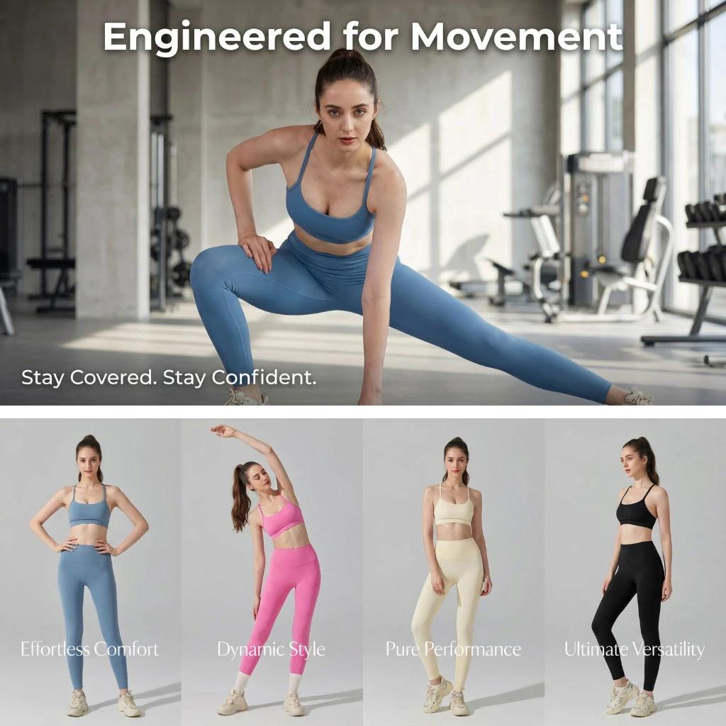 Ensemble de sport assorti pour femmes - Soutien-gorge et leggings taille haute pour yoga course fitness