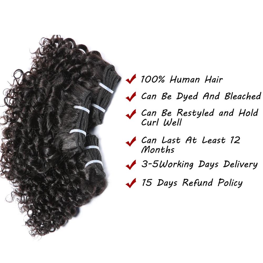 Code Calla rebondissant cheveux bouclés paquets Double tirage indien 6 pouces coupe courte Remy Exte