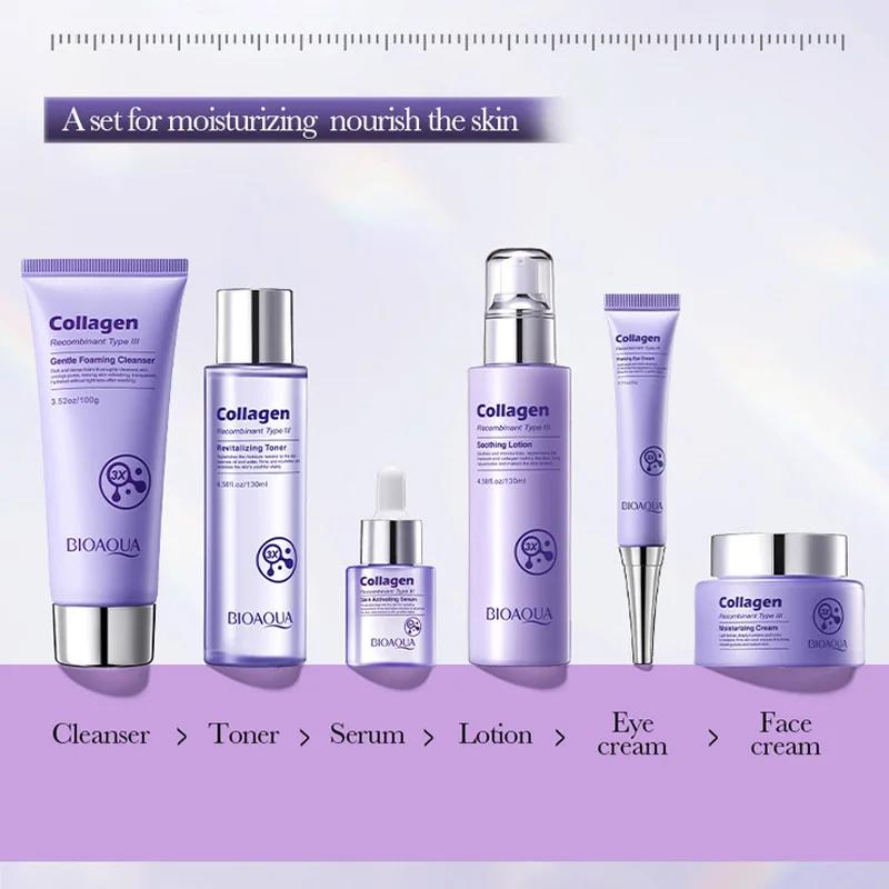 Soins de la peau Anti-rides, ensemble de Six pièces au collagène, Anti-âge et raffermissant, y compr