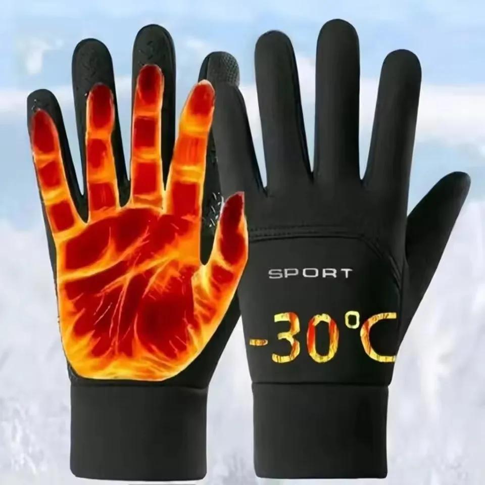 Gants chauds pour hommes et femmes, écran tactile, en peluche, pour Sports de plein air, coupe-vent