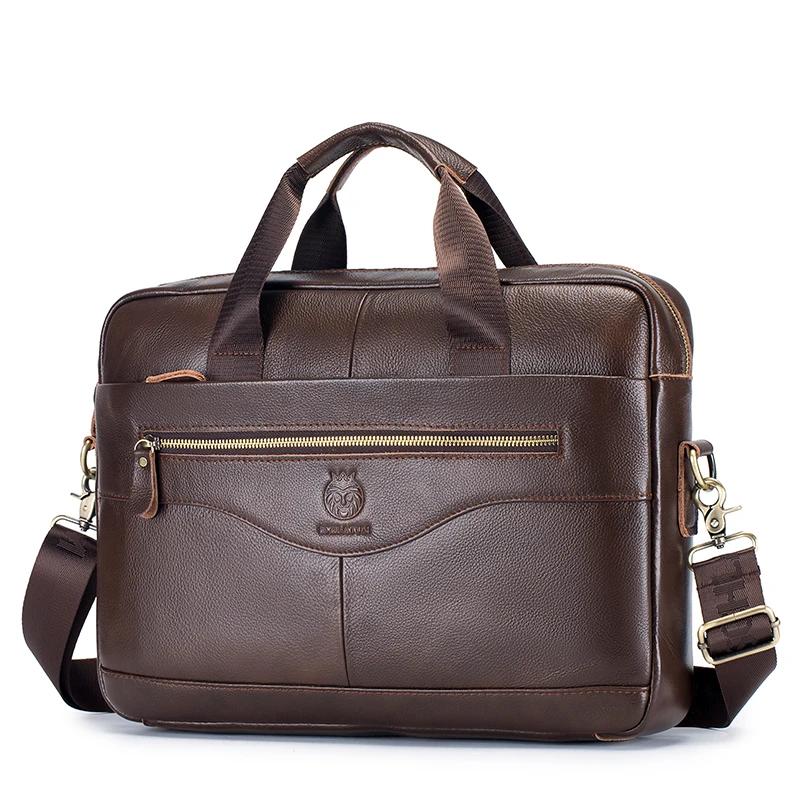 Porte-documents de luxe en cuir véritable pour homme, sac pour ordinateur portable 15,6 pouces, sac