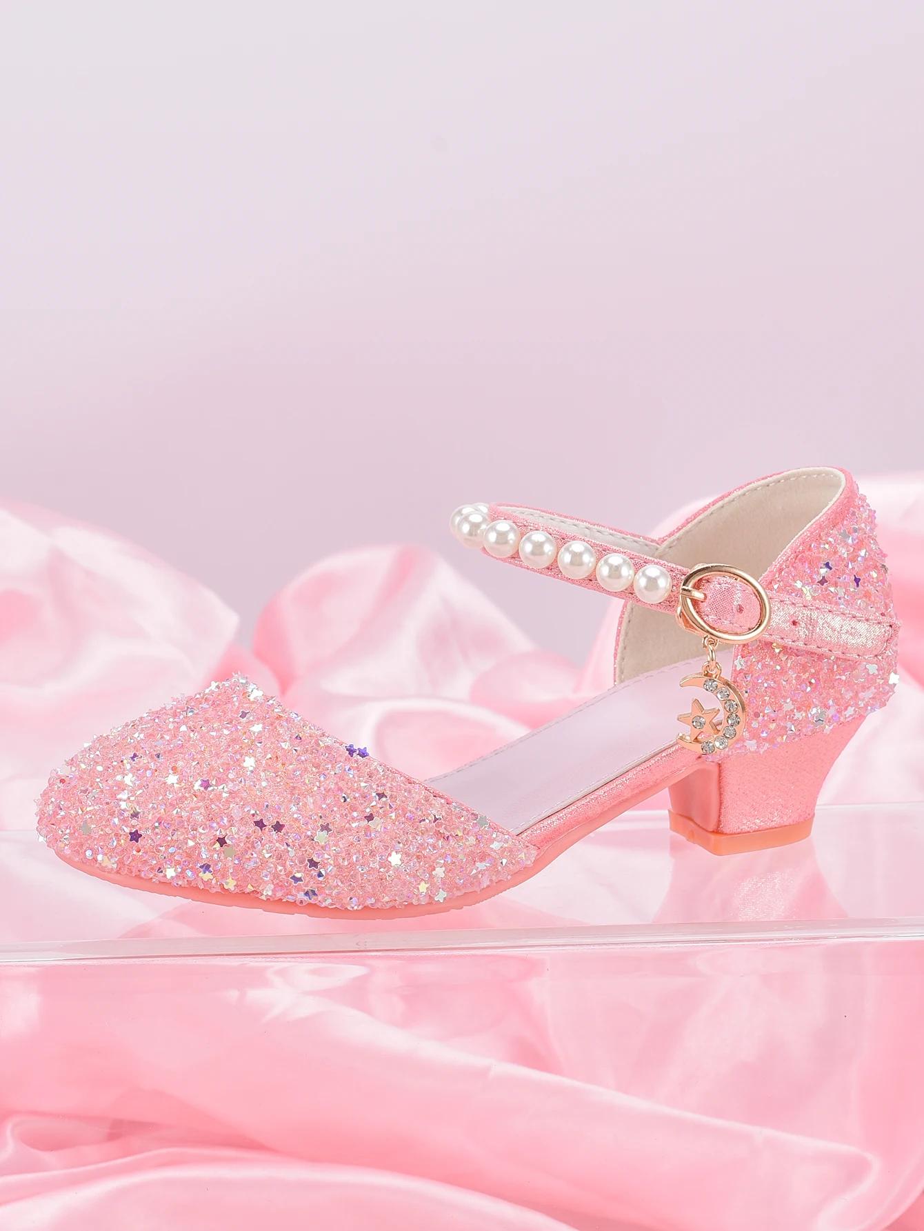 Chaussures à talons hauts de Style princesse pour filles, avec décoration pendentif étoile brillante