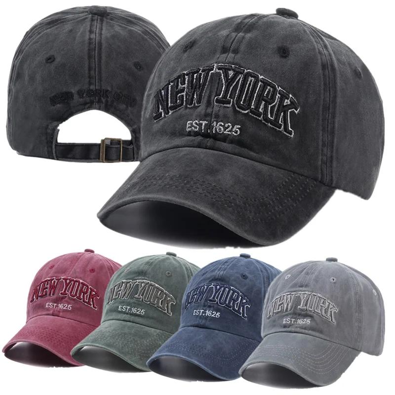 Casquette en coton délavé de New York pour hommes et femmes, Gorras à rabat, Casquette de Baseball,