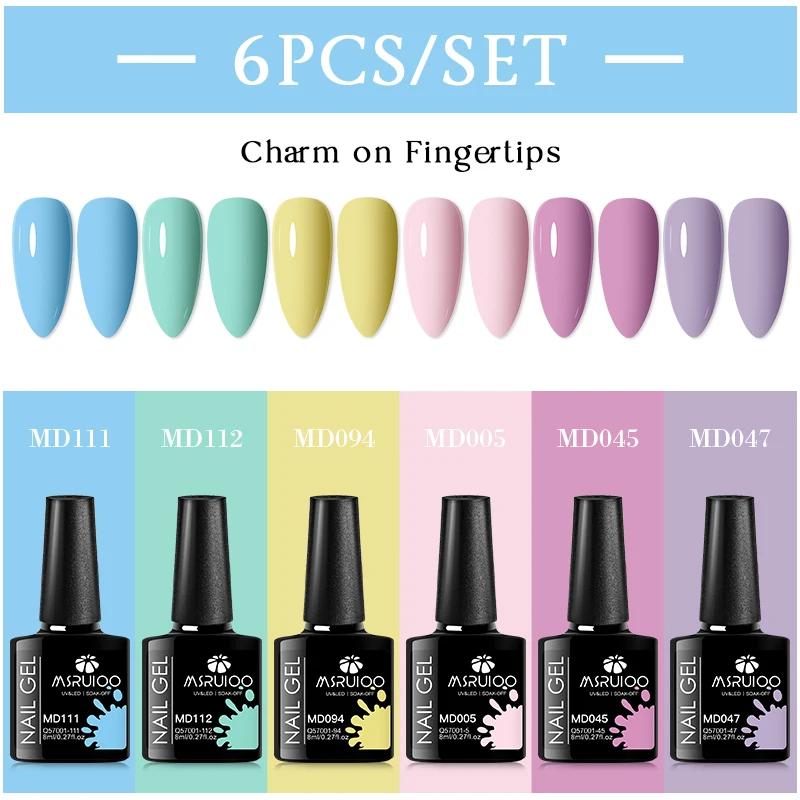 MSRUIOO 6 pièces nu rose Gel vernis à ongles ensemble paillettes coloré Semi Permanent UV Gel Kits b