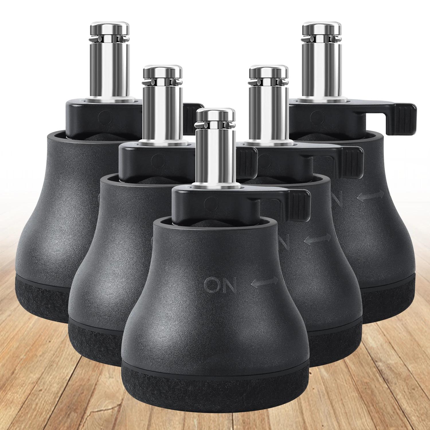 Roulettes pivotantes pour chaise de bureau, 5 pièces, roulettes fixes, cloches de remplacement, pati