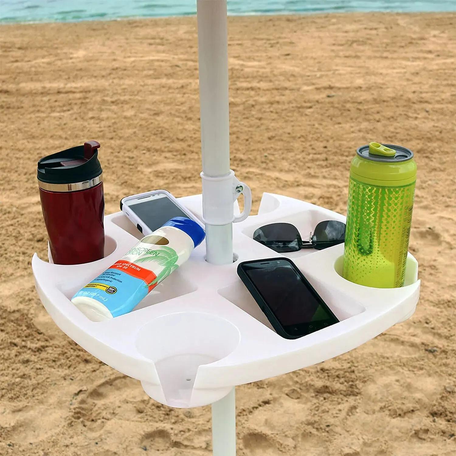 CYBeach Plateau parapluie parapluie, avec 4 porte-gobelets et 4 grilles de collation, adapté aux pla