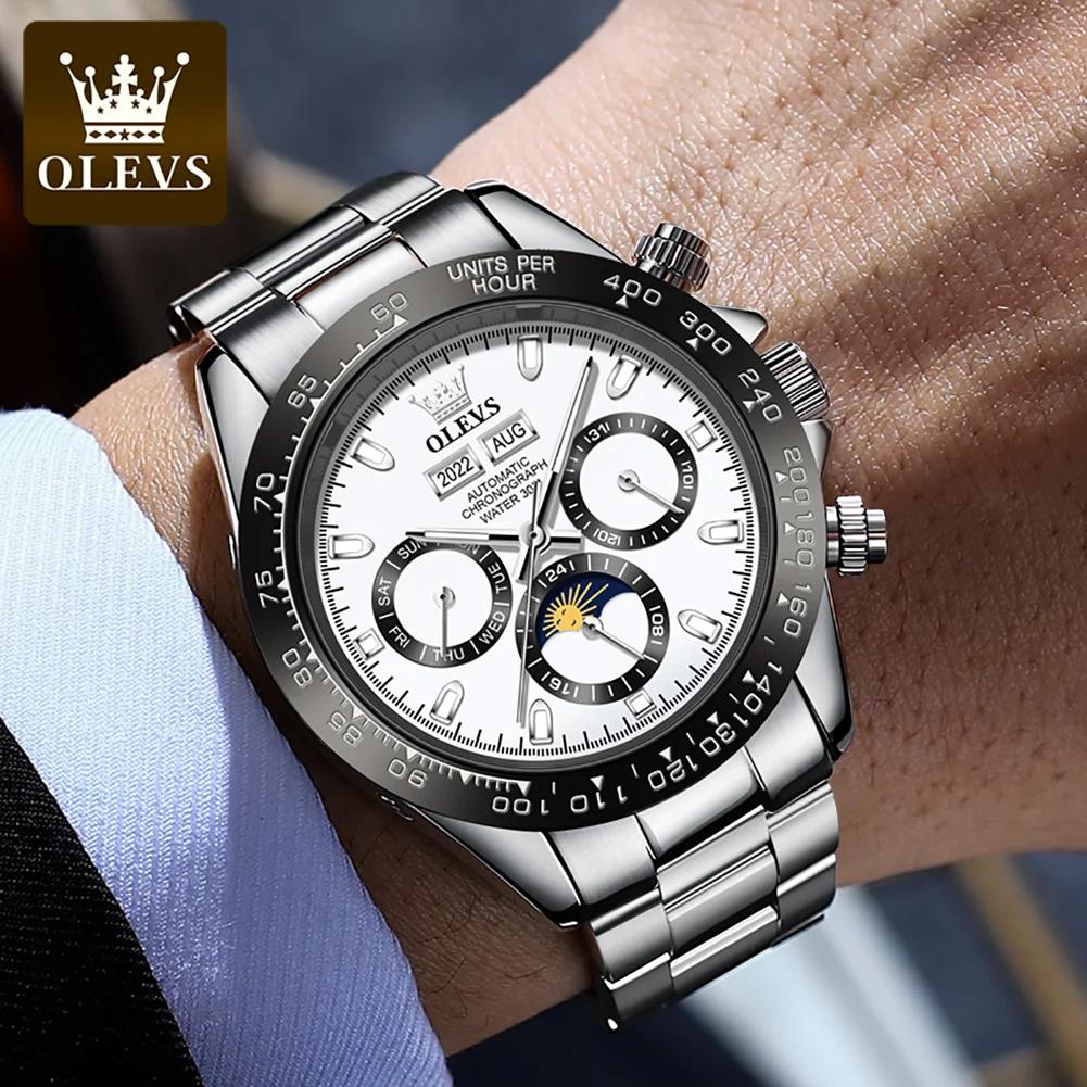 OLEVS 6654 montre de luxe pour hommes chronographe automatique mécanique montre-bracelet étanche lum