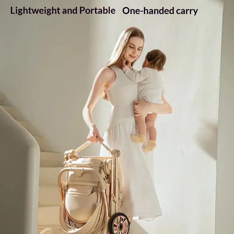 Poussette bébé 6,9 kg, position assise et couchée, de 0 à 3 ans, légère, pliable, haute position, 2