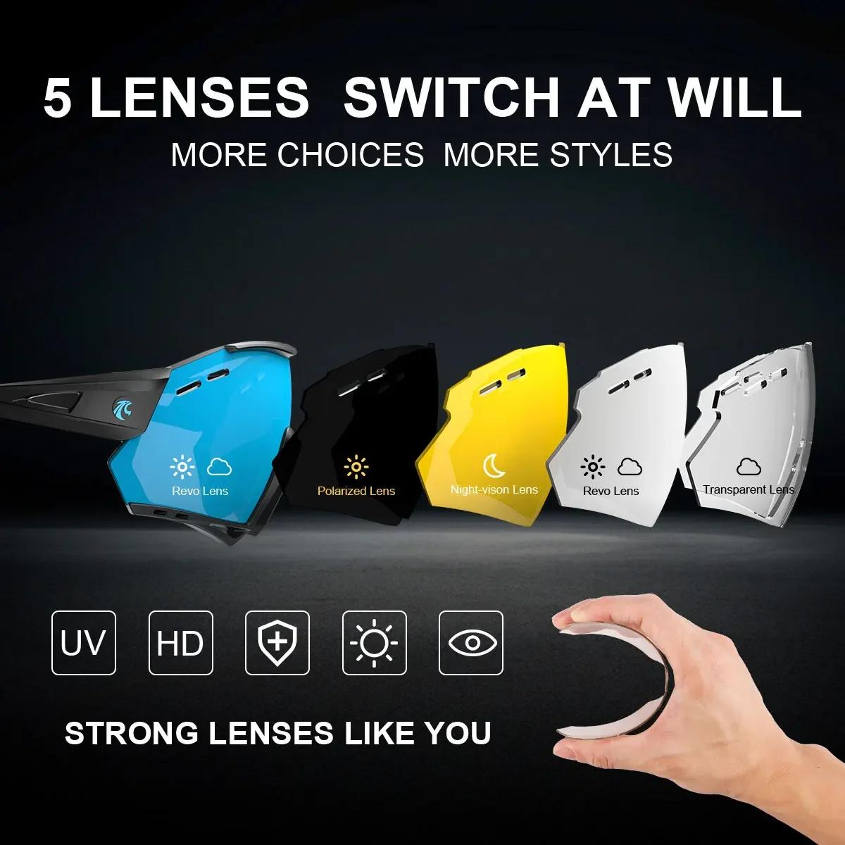 Lunettes de soleil polarisées pour hommes et femmes, cyclisme, vtt, Protection, sport, pêche, 5 lent