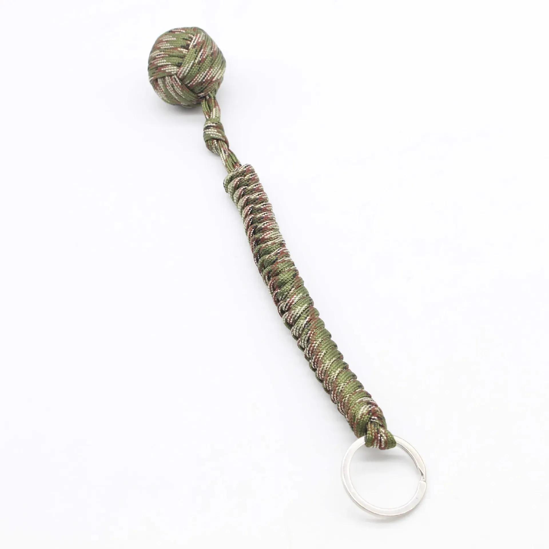 Poinçon de singe, boule en acier, lanière d'auto-défense, porte-clés de survie, fenêtre cassée, cord
