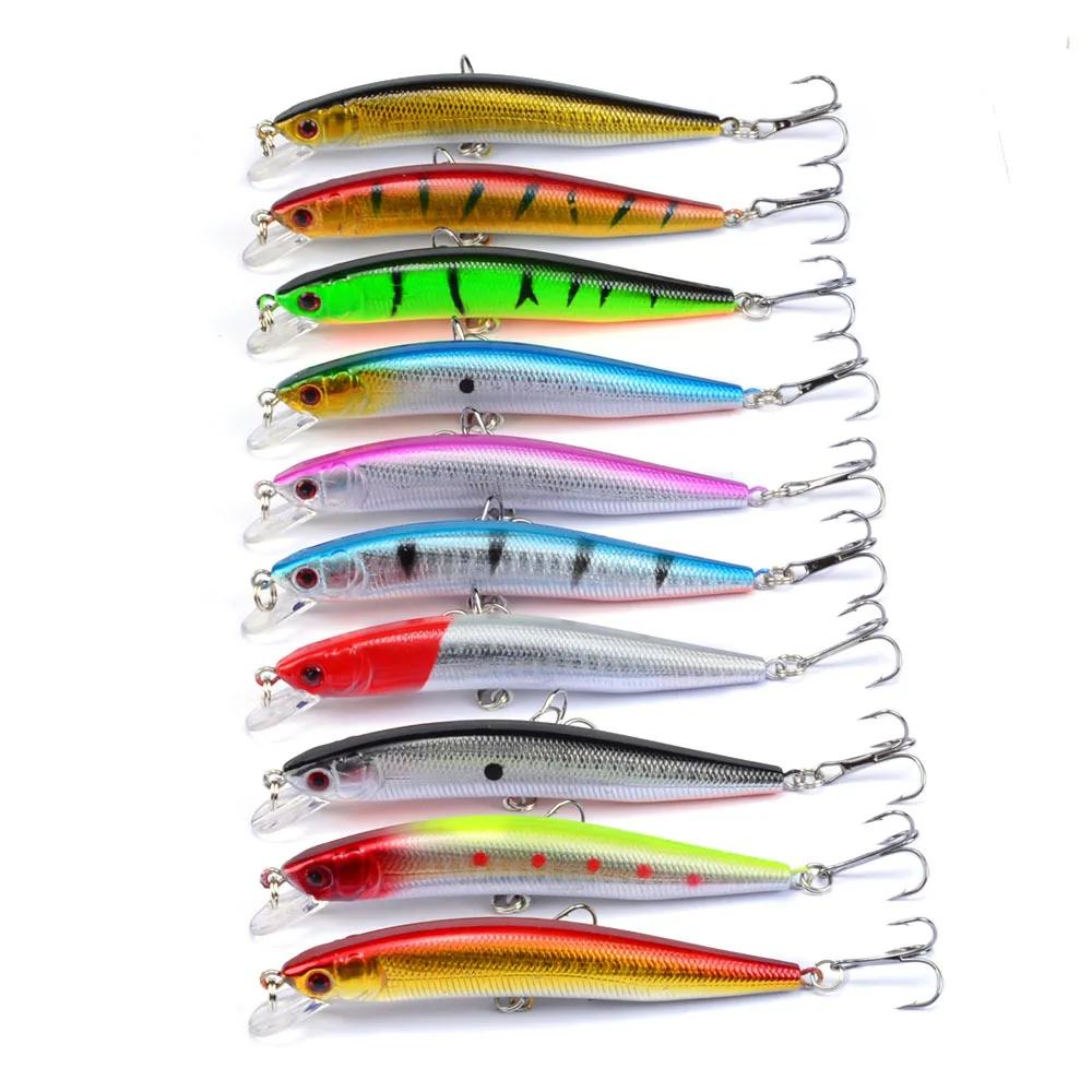 1 pièces leurre de pêche méné 95mm 8g flottant appât dur Wobbler Jig appât manivelle carpe bar rayé