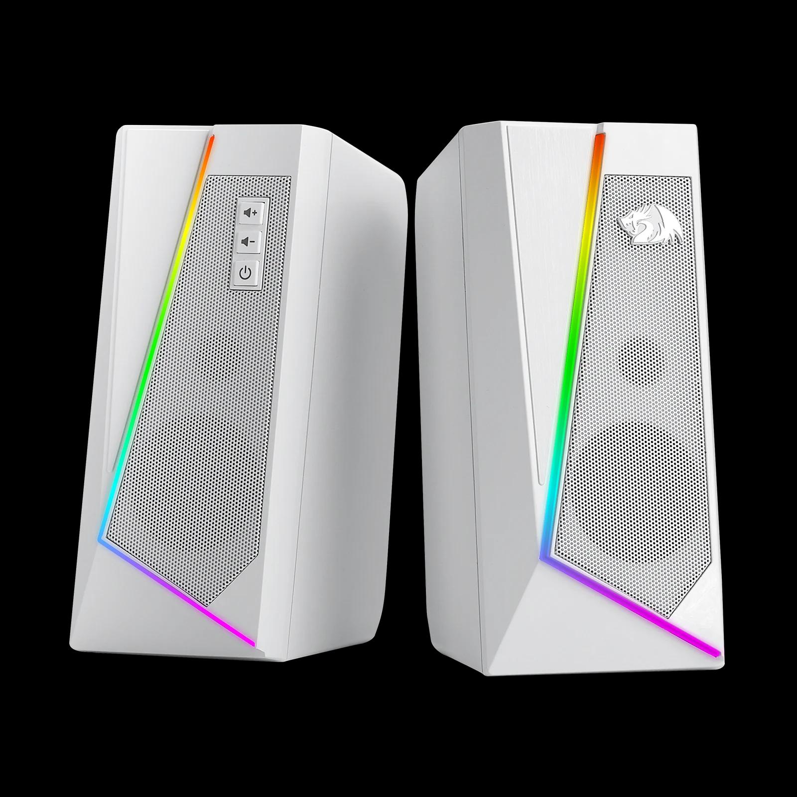 Redragon GS520 Haut-parleurs de bureau RVB, haut-parleur stéréo PC 2.0 canaux avec 6 modes LED color