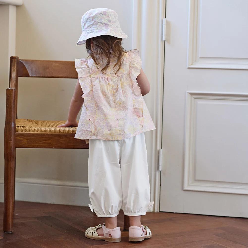Ensemble haut et pantalon pour filles Dave Bella, costume d'été pour enfants, imprimé floral, élasti