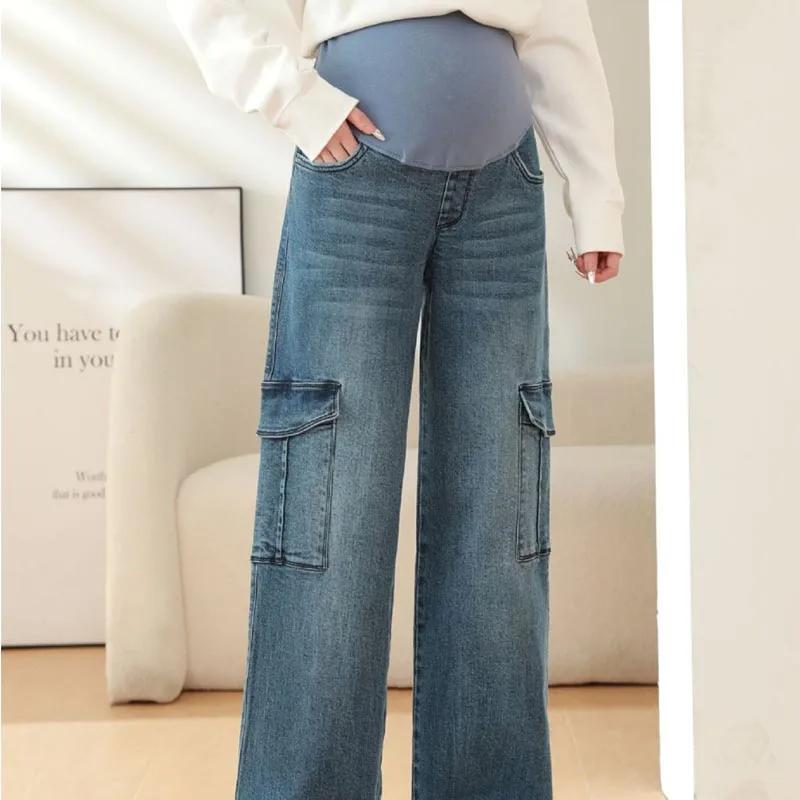 2025 maternité vintage lavé denim jean pour femmes enceintes vêtements taille élastique ventre panta