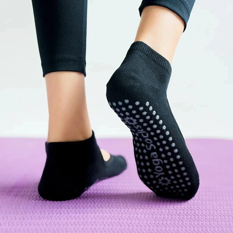 Chaussettes yoga femme antidérapantes respirantes dos nu pilates ballet fitness salle sport