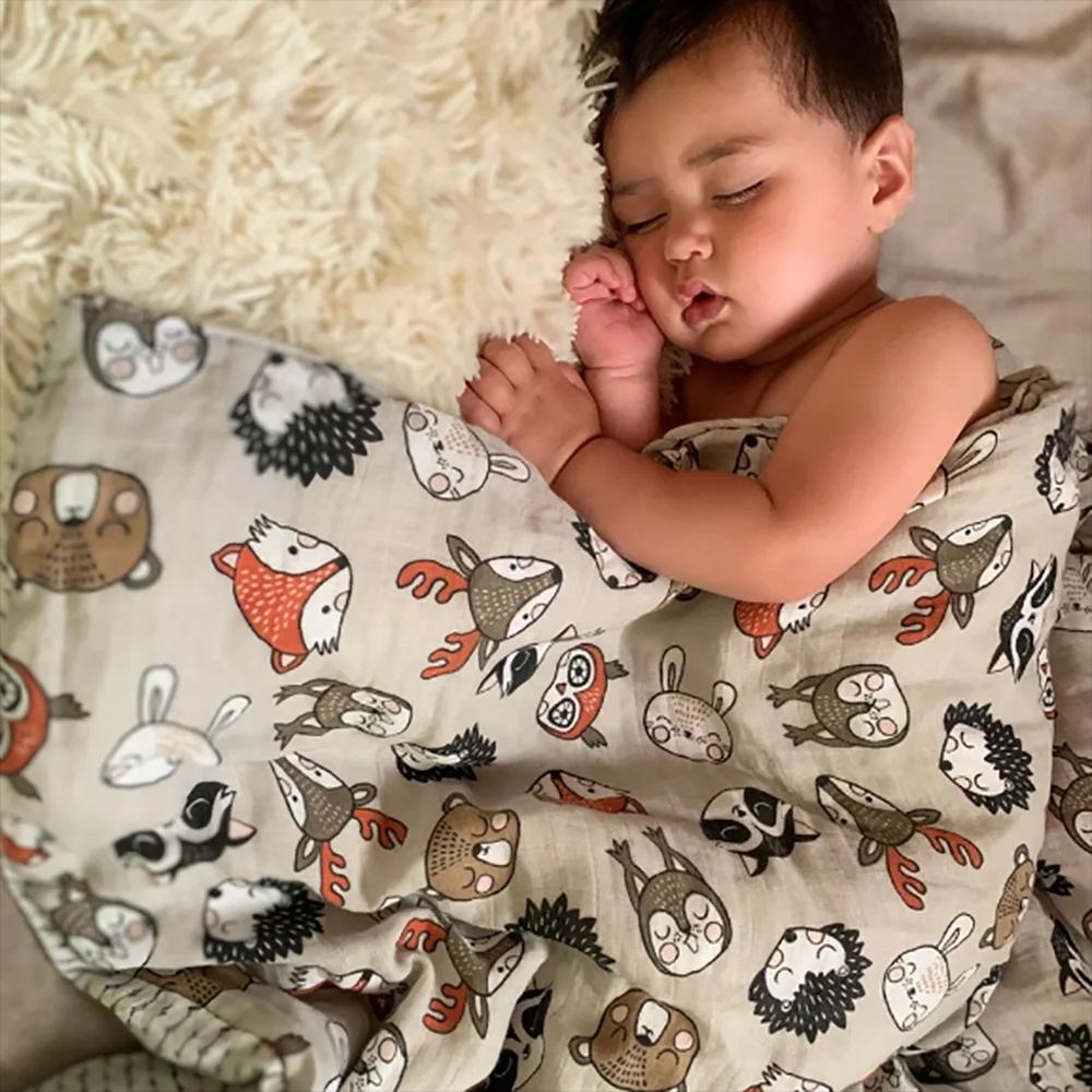 Couverture d'emmaillotage en mousseline pour bébé, serviette de bain douce pour nouveau-né, coton de