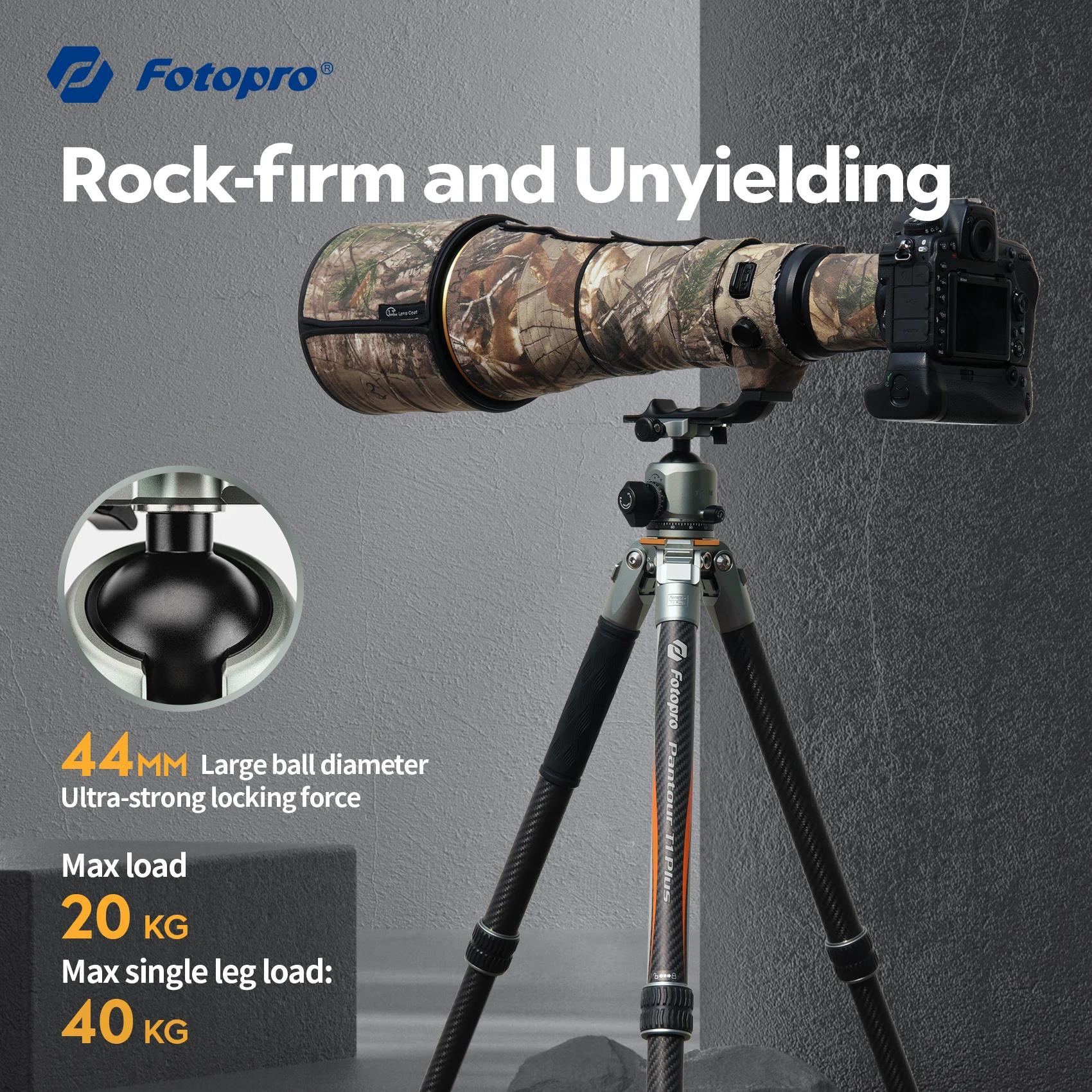 Fotopro T1 Plus trépied de voyage professionnel trépied en Fiber de carbone robuste avec rotule à pr