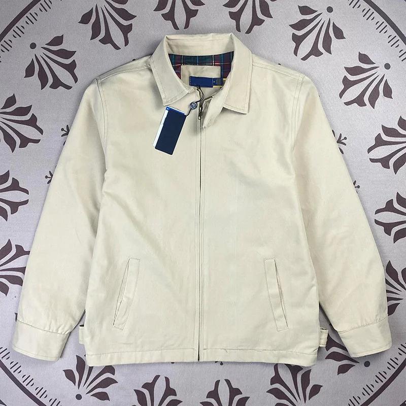 Veste à revers en pur coton pour hommes, haut brodé, 3 couleurs, décontracté, couleur unie, automne