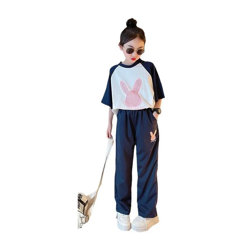 Filles sport deux pièces modèles d'été Style étranger nouvelles filles grande fille été à manches co