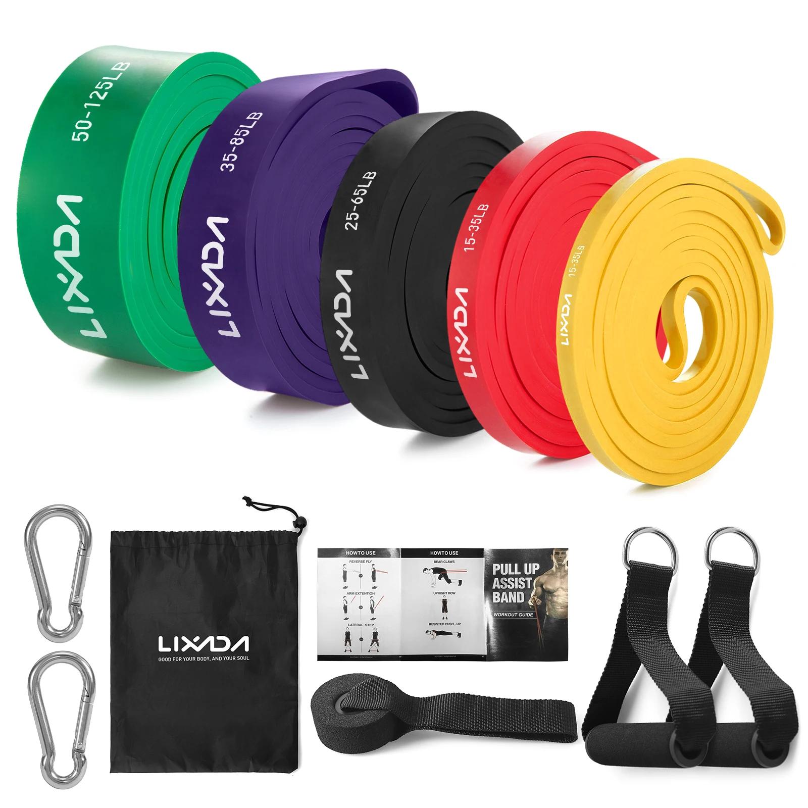 VEXADA-Lot de 5 bandes élastiques à nervures, avec sac de transport, pour exercices de dynamophilie