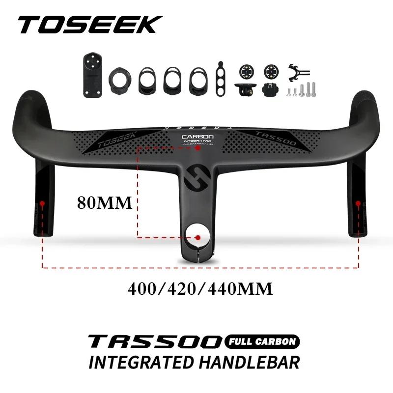 TOSEtransmith-Guidon intégré en fibre de carbone pour vélo de route, barre de poignée ultralégère av