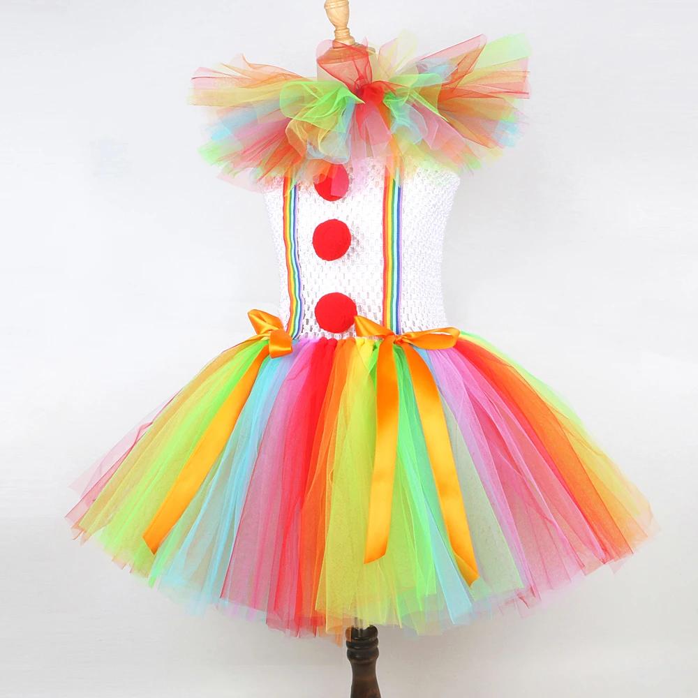 Costumes de Clown Pennywise arc-en-ciel pour filles, robe Tutu d'halloween de Clown de cirque pour e
