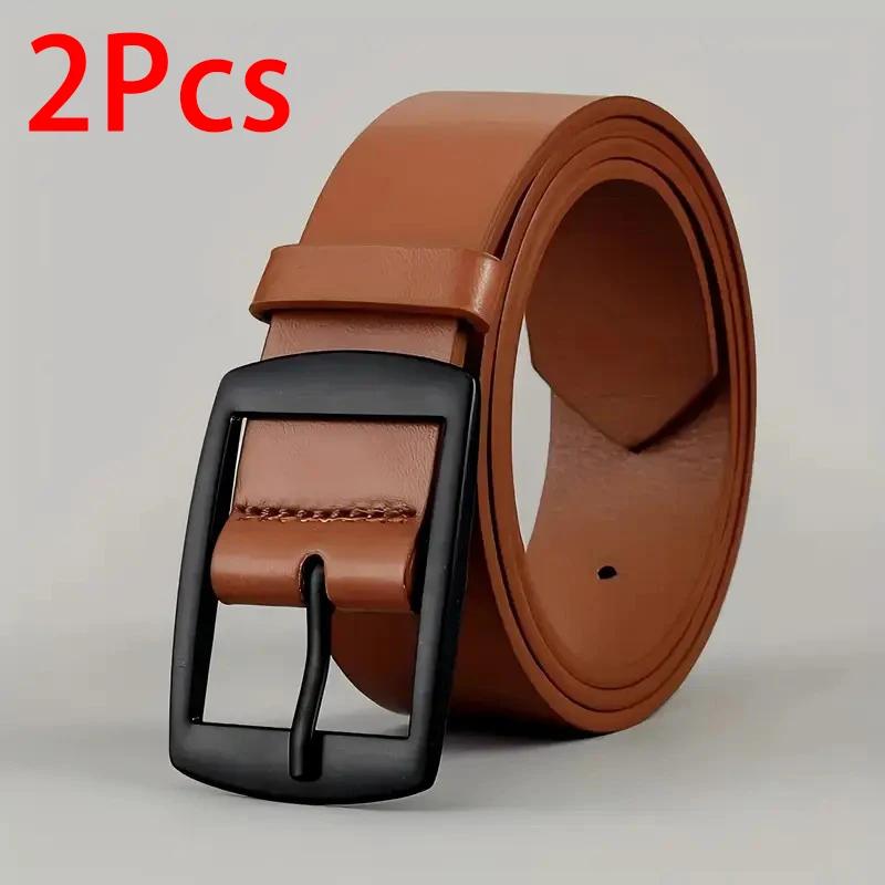 Ceinture de luxe en cuir PU pour hommes, 2 pièces, boucle ardillon en métal, haute qualité, marque c