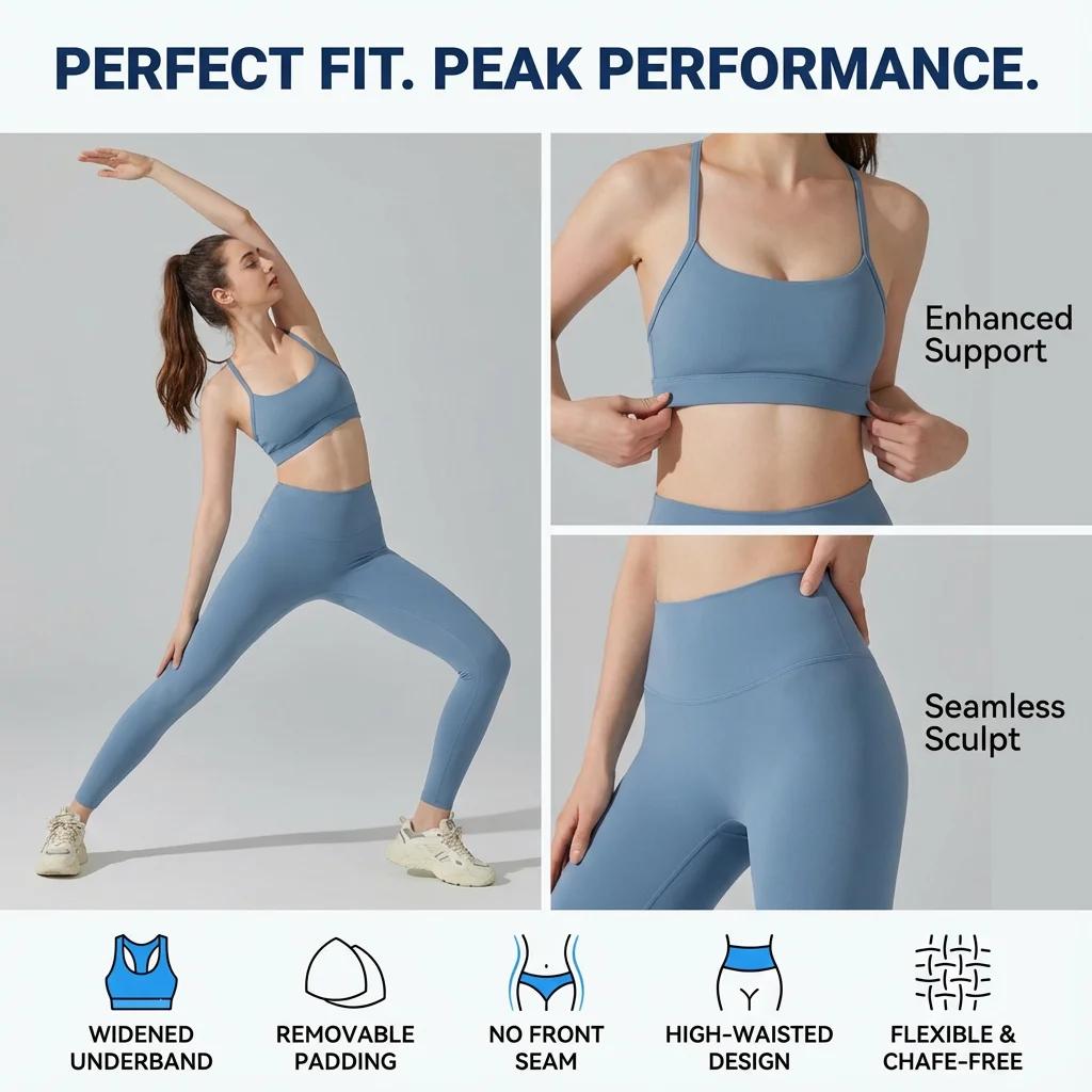 Ensemble de sport assorti pour femmes - Soutien-gorge et leggings taille haute pour yoga course fitness