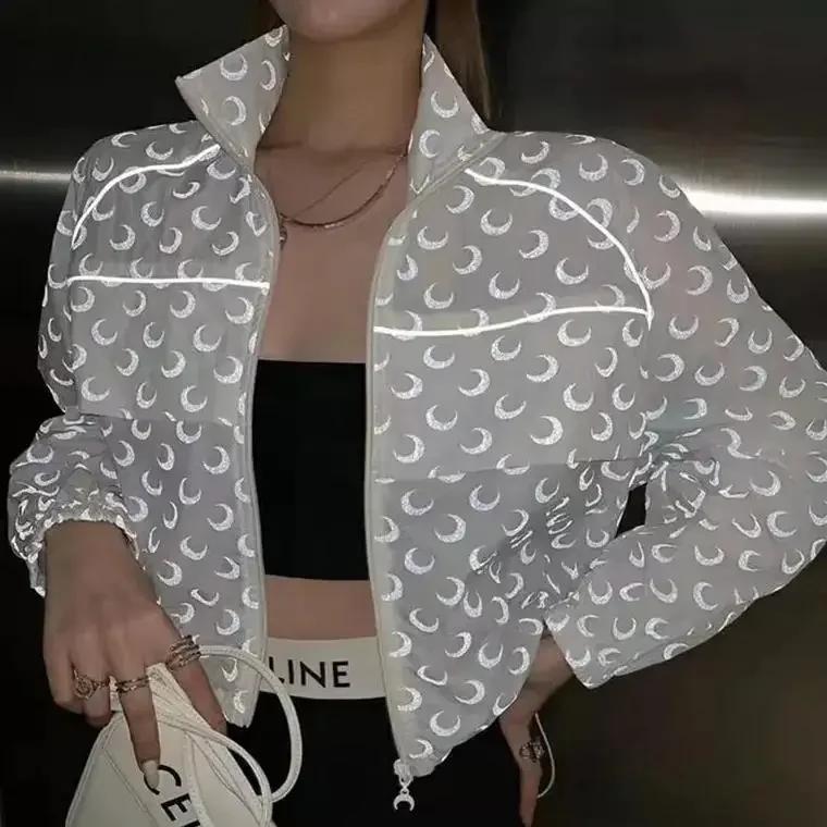 Veste réfléchissante à imprimé lune pour femme, manches longues, protection solaire, style coréen, d