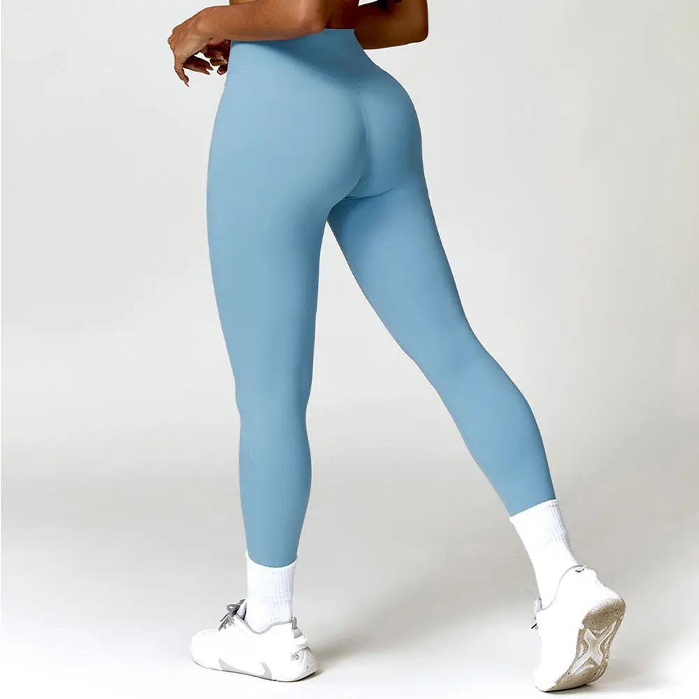 Pantalon yoga sans coutures femme - Leggings fitness extensibles taille haute vêtements sport athlétiques