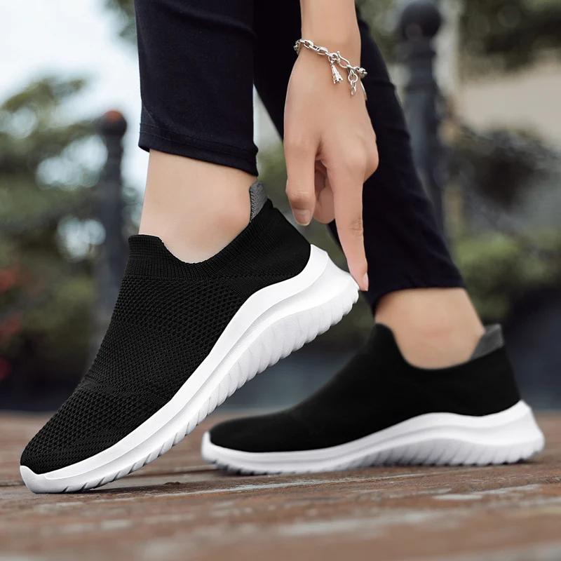 Hommes chaussures baskets respirant maille sans lacet chaussures de course en plein air antidérapant