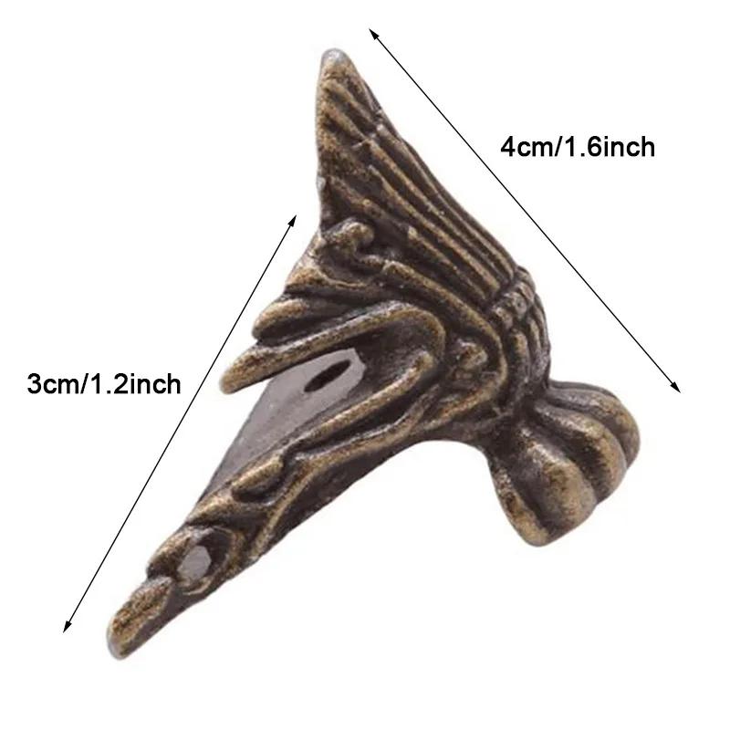 Coffre à bijoux en laiton Bronze Antique, boîte à meubles en bois, pieds décoratifs, protection d'an