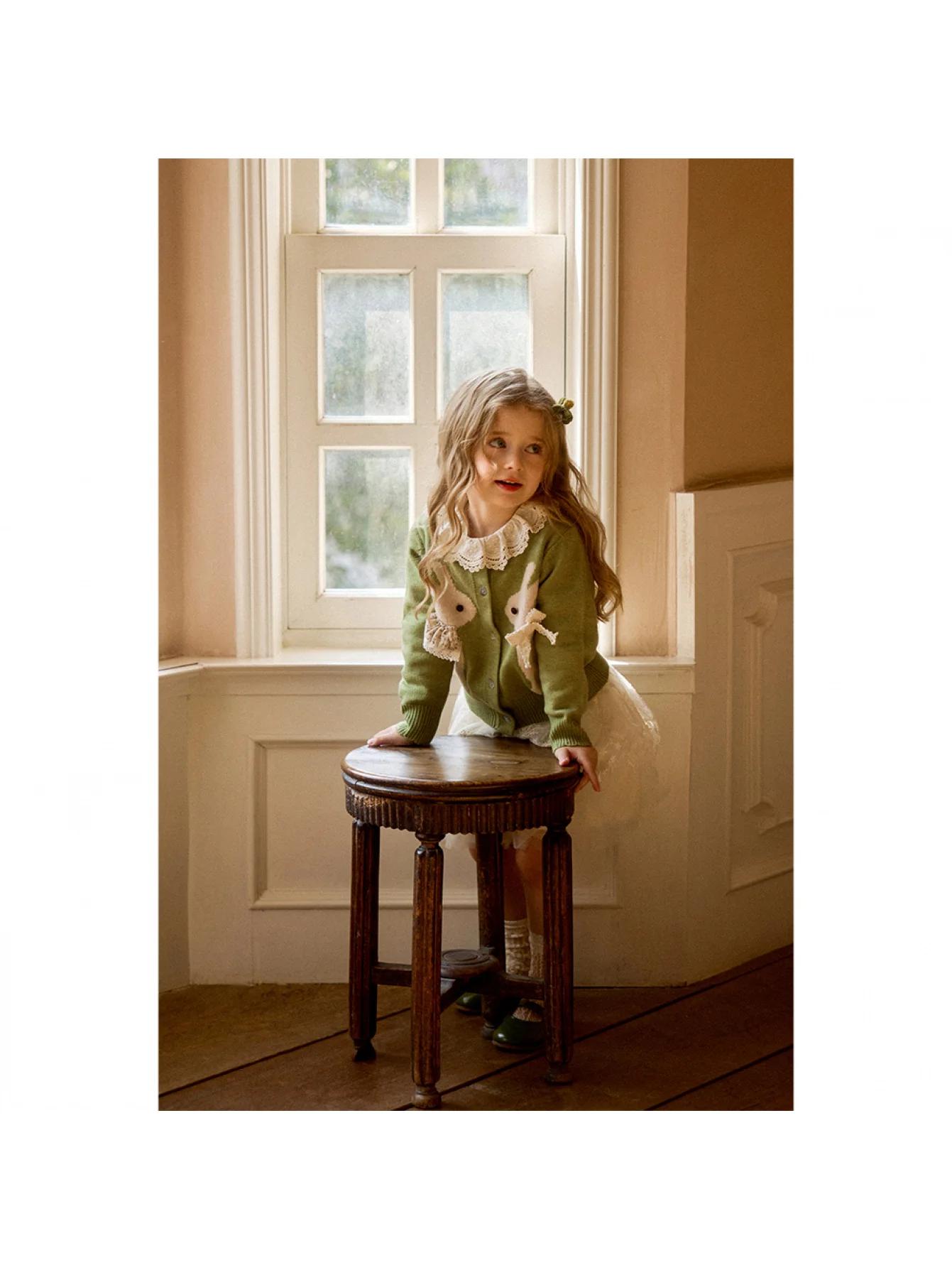 Veste Cardigan tricotée en Jacquard pour filles, vêtements d'automne pour enfants, Cardigan tricoté