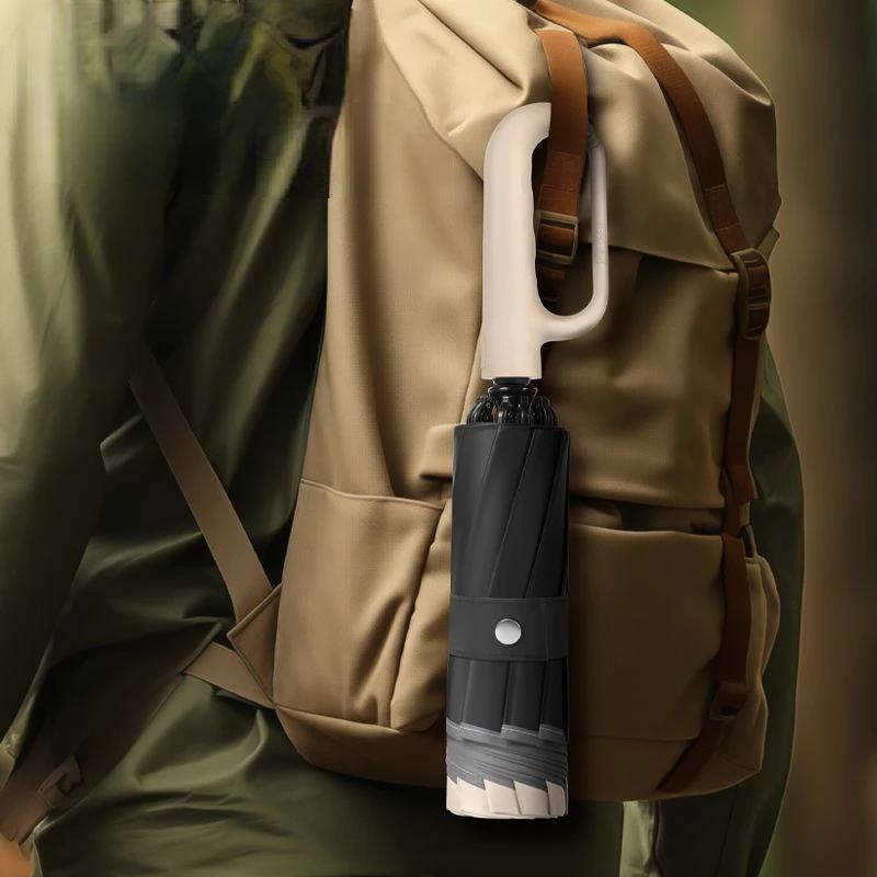 Parapluie pliant inversé entièrement automatique pour hommes et femmes, avec boucle 60K, avec bande