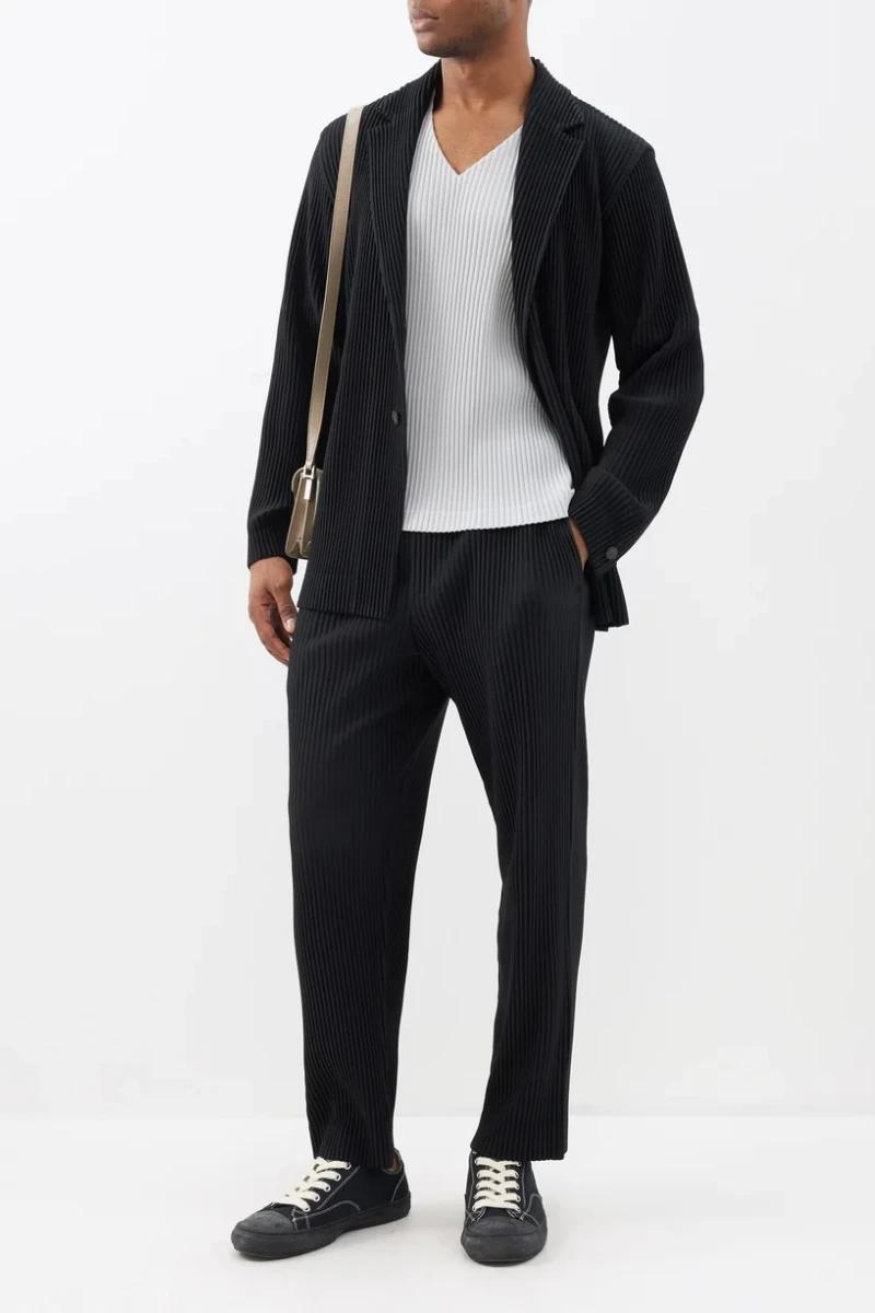 Miyake plissé hommes pantalon Baggy pantalon droit mode pantalons décontractés Style japonais Miyake