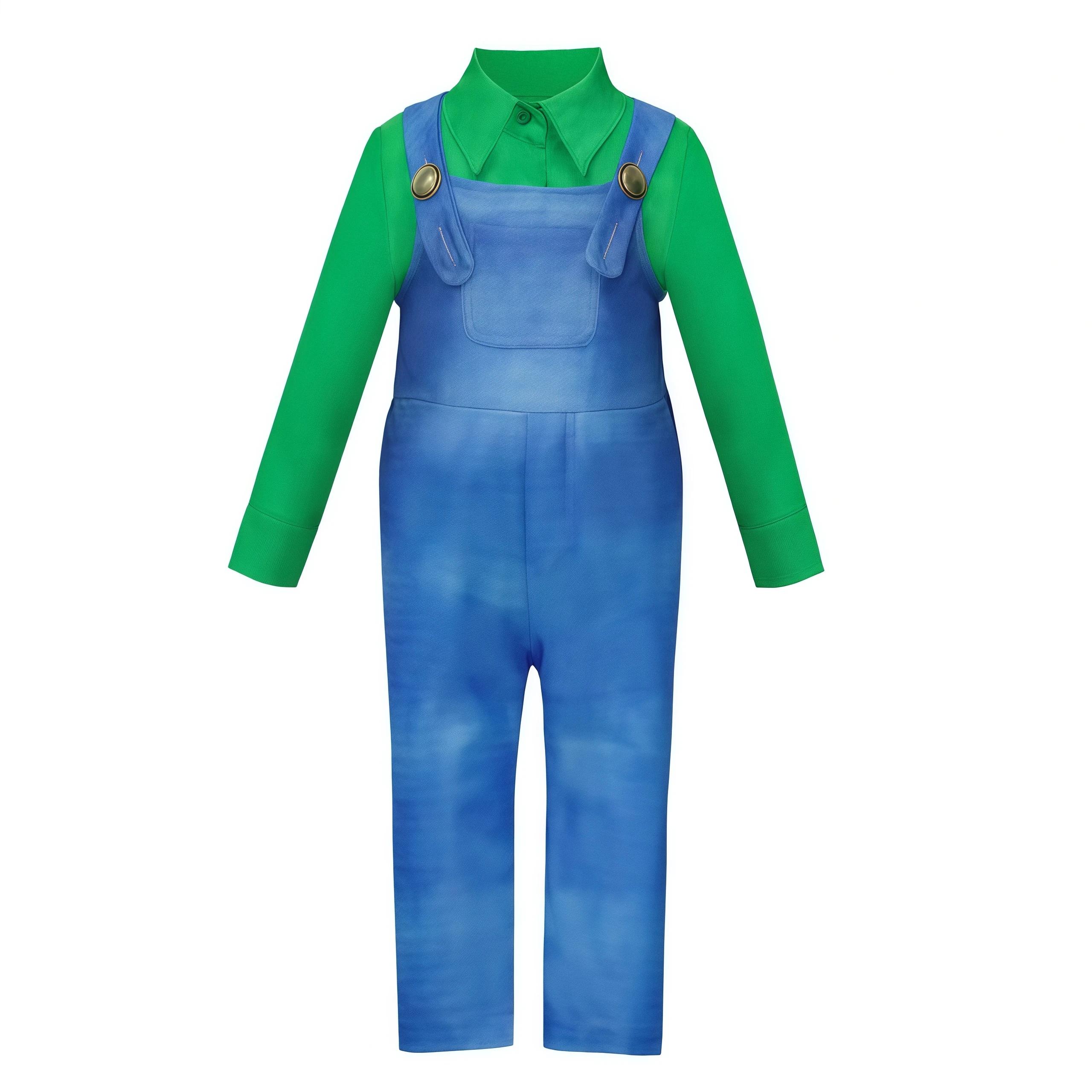 Costume de cosplay Luigi Bros Game Anime pour garçons, chemise et salopette avec accessoires pour en