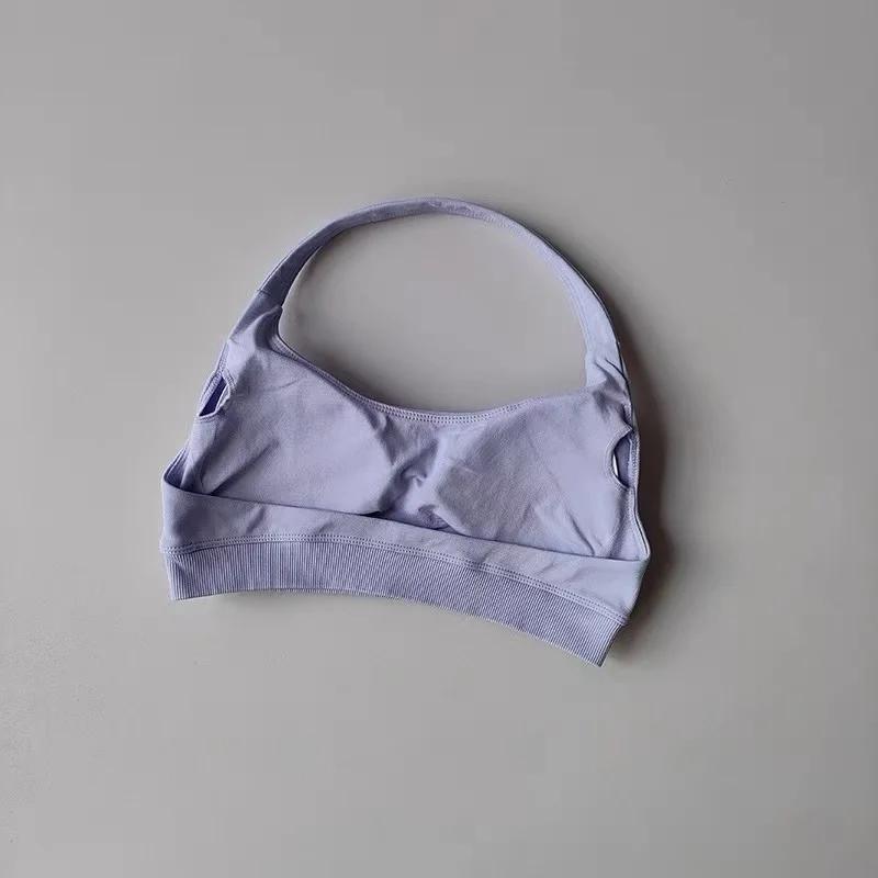Soutien-gorge de sport pour femmes, résistant aux chocs, sans couture, col licou, haut soutien, Push