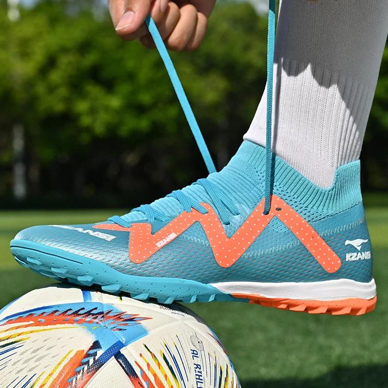 Chaussures de football non ald pour hommes, chaussures de football professionnelles bleues, baskets