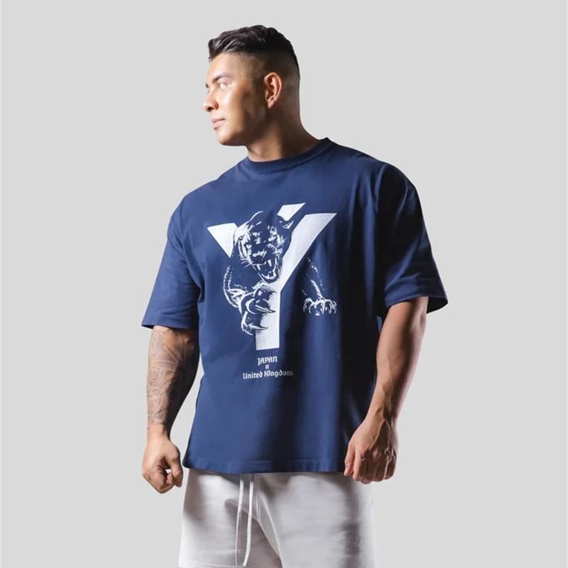 Circft Respzed T-shirt de sport en coton imprimé léopard pour hommes, vêtements de rue décontractés,