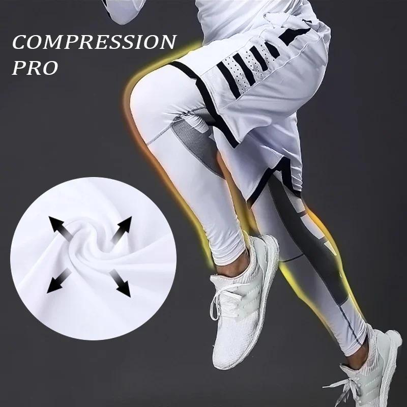 JjRash Guard-Leggings de compression en lyJean-pour hommes, pantalons de sport, collants de fitness,